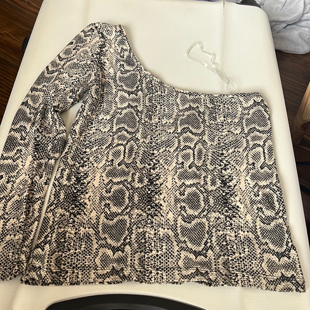 Luzette snake print off the shoulder shirt